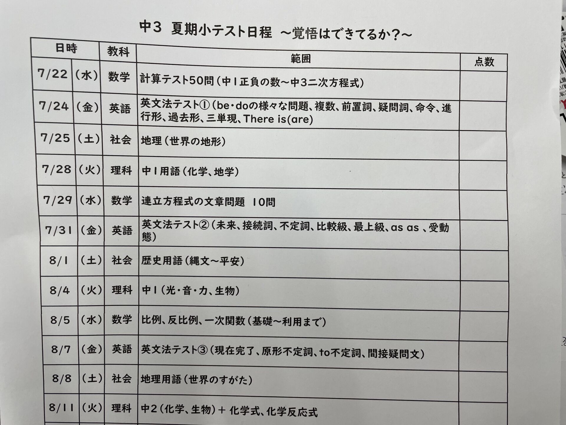 【中3よ】覚悟はできているか？