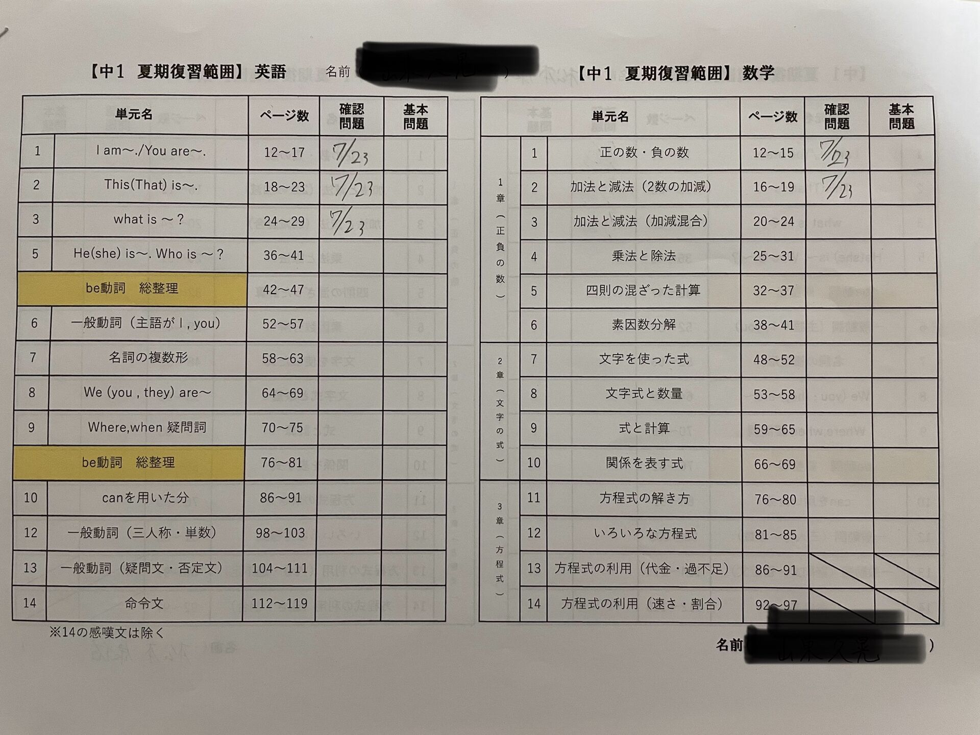 【中1】こんなん無くても自分で勝手に復習できそう？